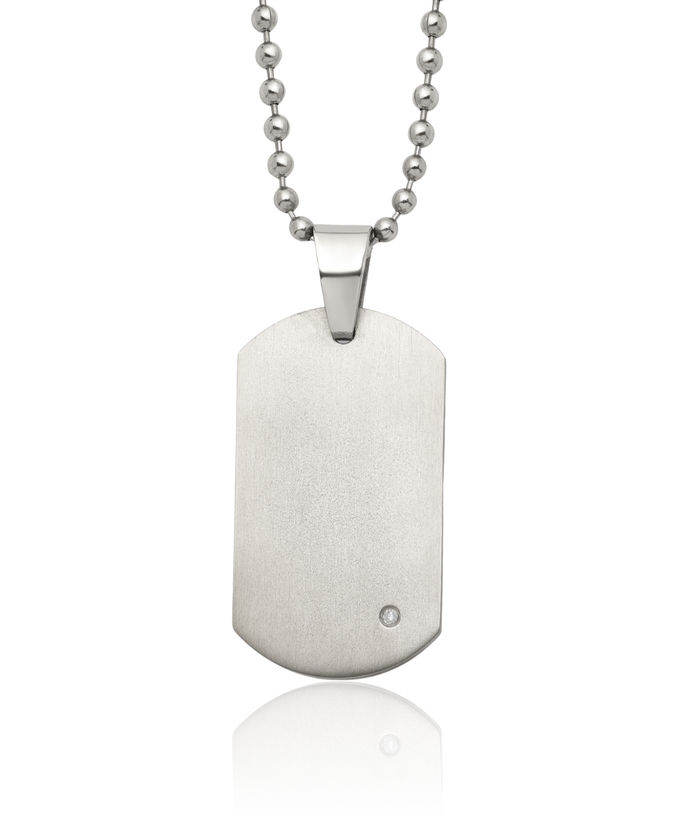 Titanium Diamond Dog Tag Necklace Chain