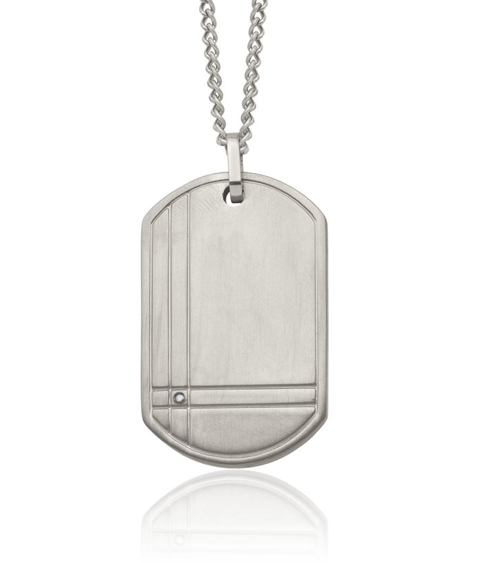 Titanium Diamond Dog Tag Necklace Chain