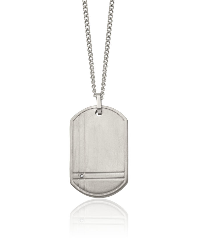 Titanium Diamond Dog Tag Necklace Chain