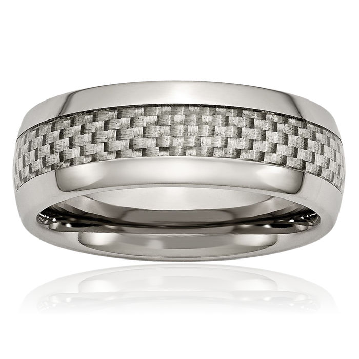 Titanium Grey Carbon Fiber 8mm Wedding Band Ring