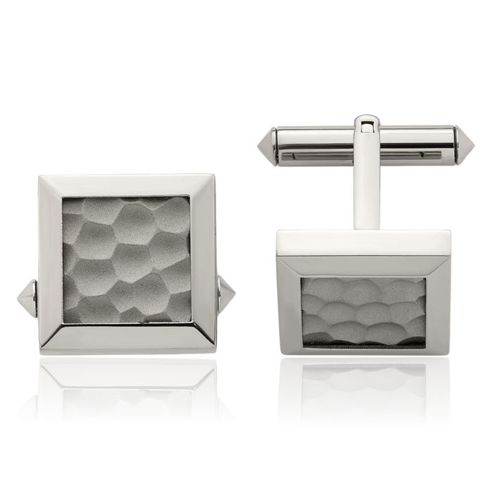 Titanium Hammered Cuff Links