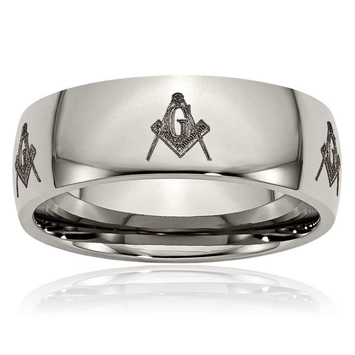 Titanium Master Mason Signet Freemason Masonic 8mm Ring Man Wedding Designed Fashion Jewelry For Dad Mens Gifts For Him