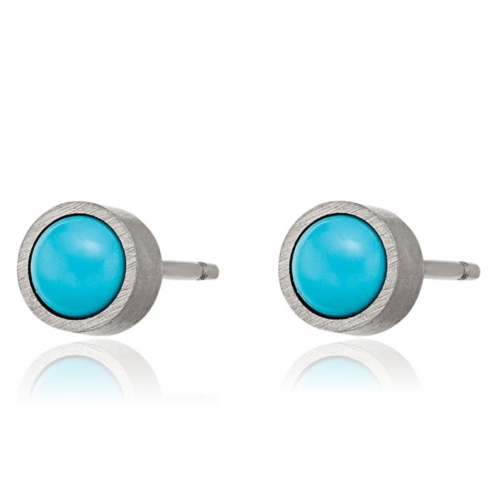 Titanium Blue Turquoise 5mm Studs Gemstone Earrings