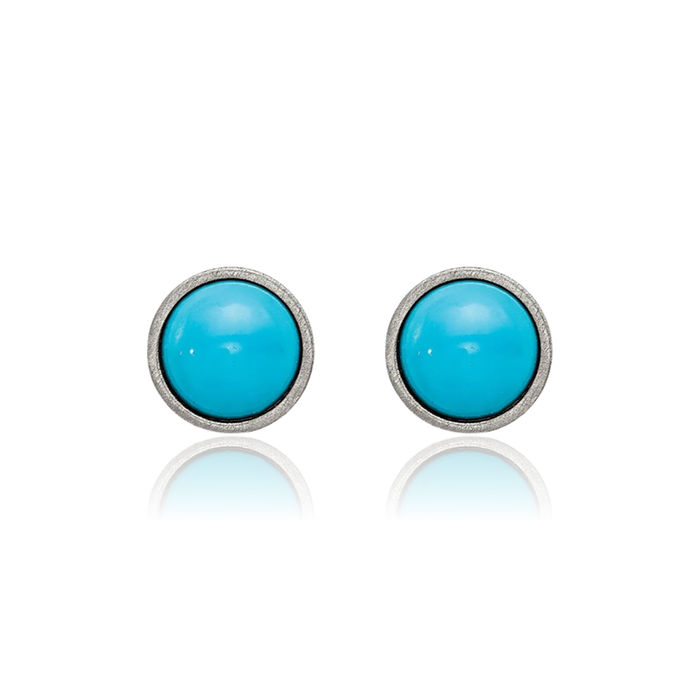 Titanium Blue Turquoise 6mm Studs Gemstone Earrings