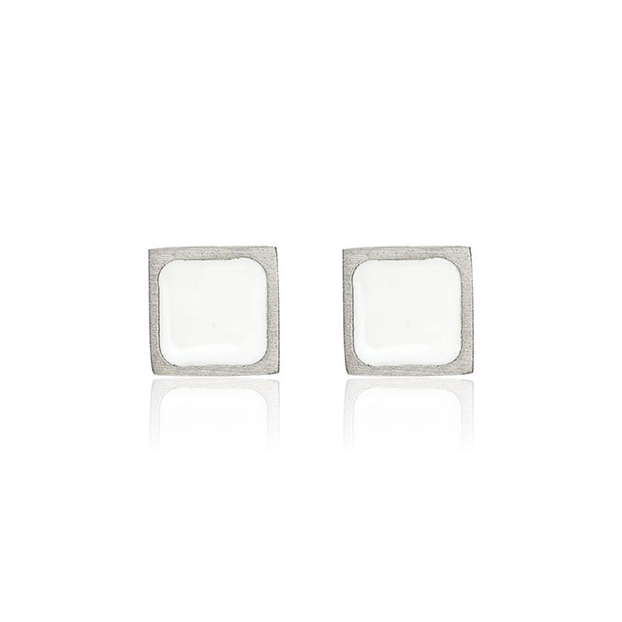 Titanium White Square Stud Earrings