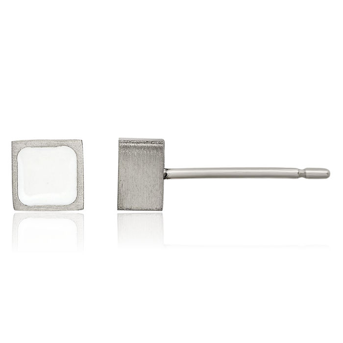 Titanium White Square Stud Earrings