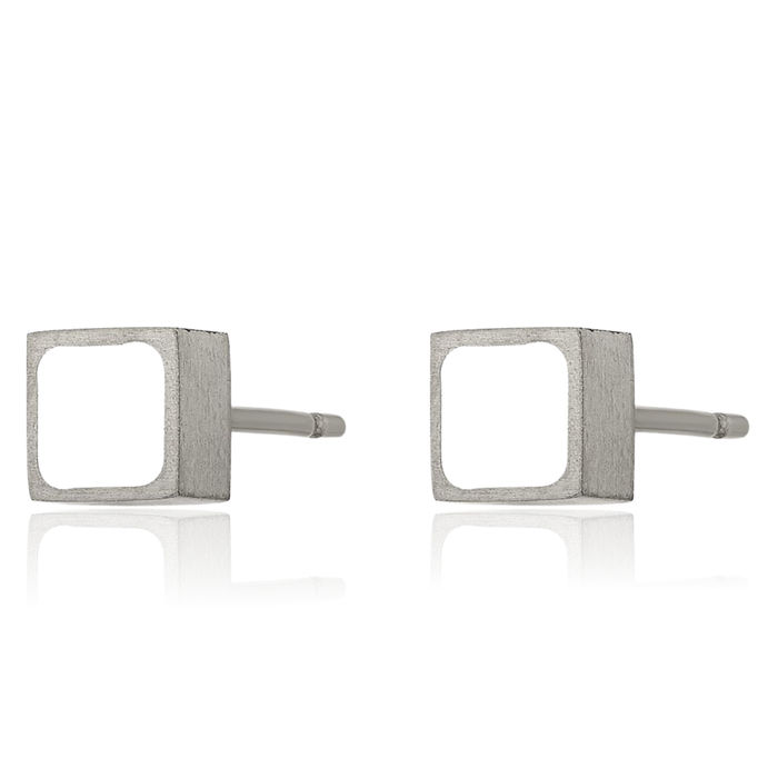 Titanium White Square Stud Earrings