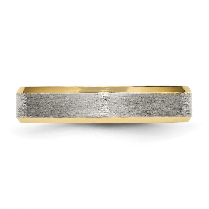 Titanium Yellow 5mm Edge Plain Classic Wedding Band Ring