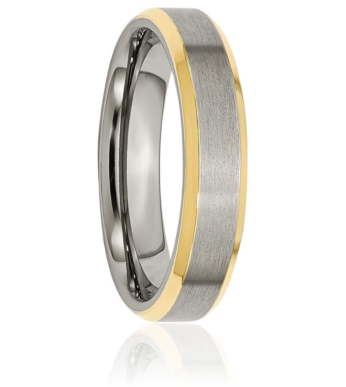 Titanium Yellow 5mm Edge Plain Classic Wedding Band Ring