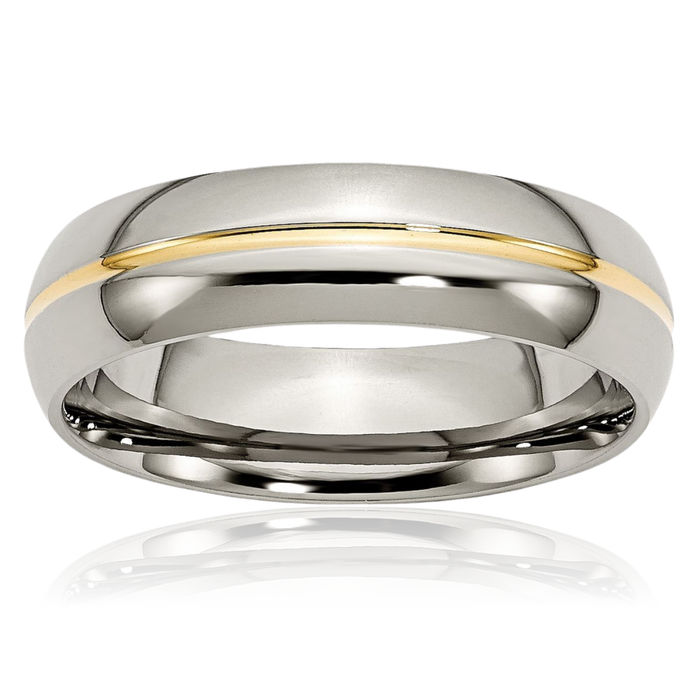 Titanium Yellow 6mm Wedding Band Ring