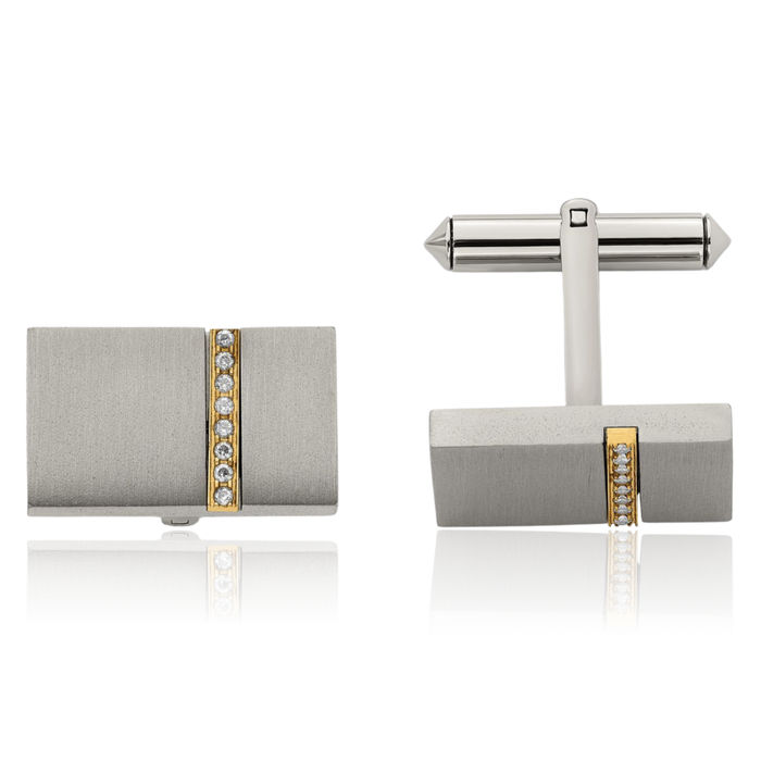 Titanium Yellow Cubic Zirconia CZ Rectangular Cuff Links