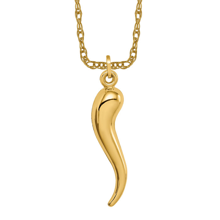 14k solid gold Italian horn charm store pendant