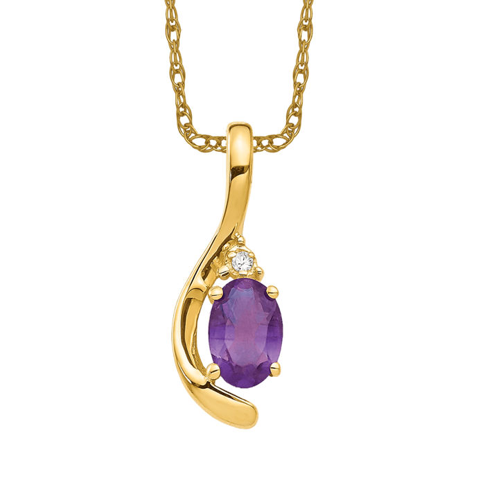 14kt Yellow Gold Chain and deals Pendant with Purple Gem