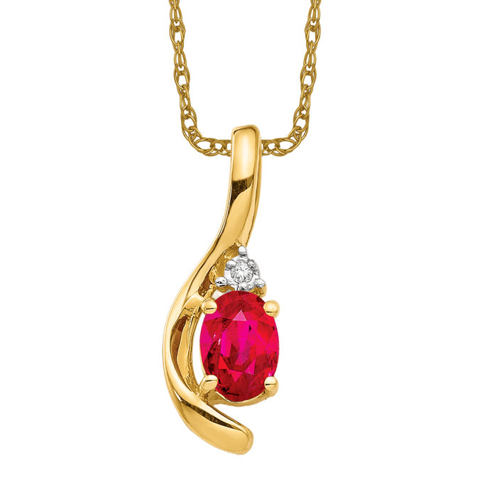 Solid hotsell 14 carat yellow gold ruby and diamond pendant