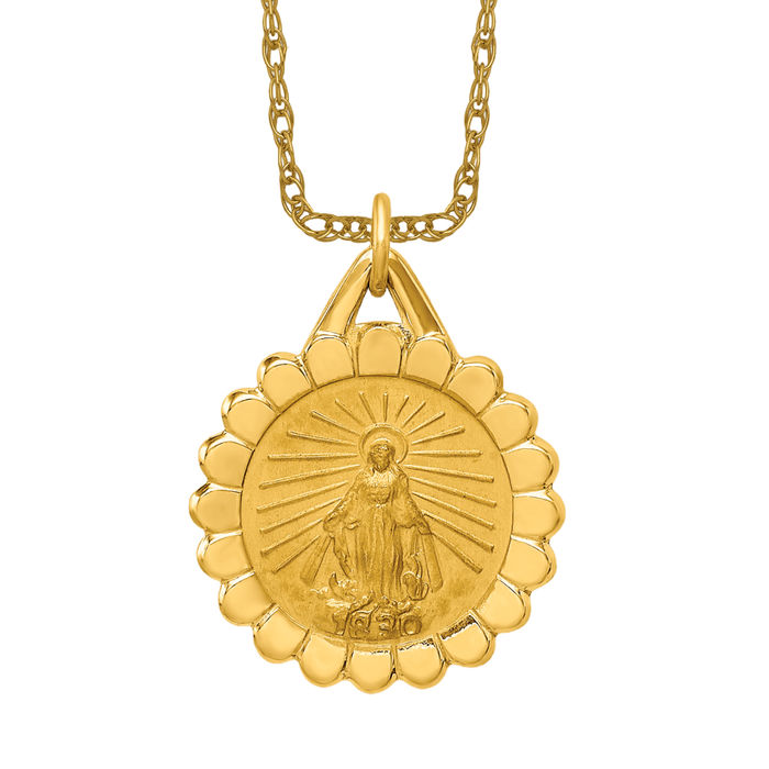 14K popular Mini Miraculous Mary Pendant