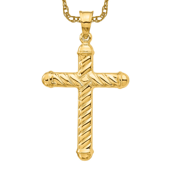 14k yellow gold cross cheapest pendant charm