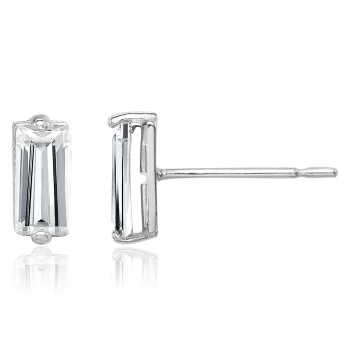 10K Solid White Gold Cubic Zirconia CZ Stud Earrings