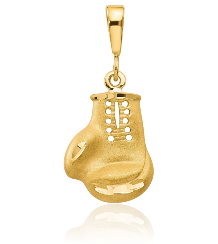 10K Solid Yellow Gold Boxing Glove Necklace Karate Charm Sports Pendant