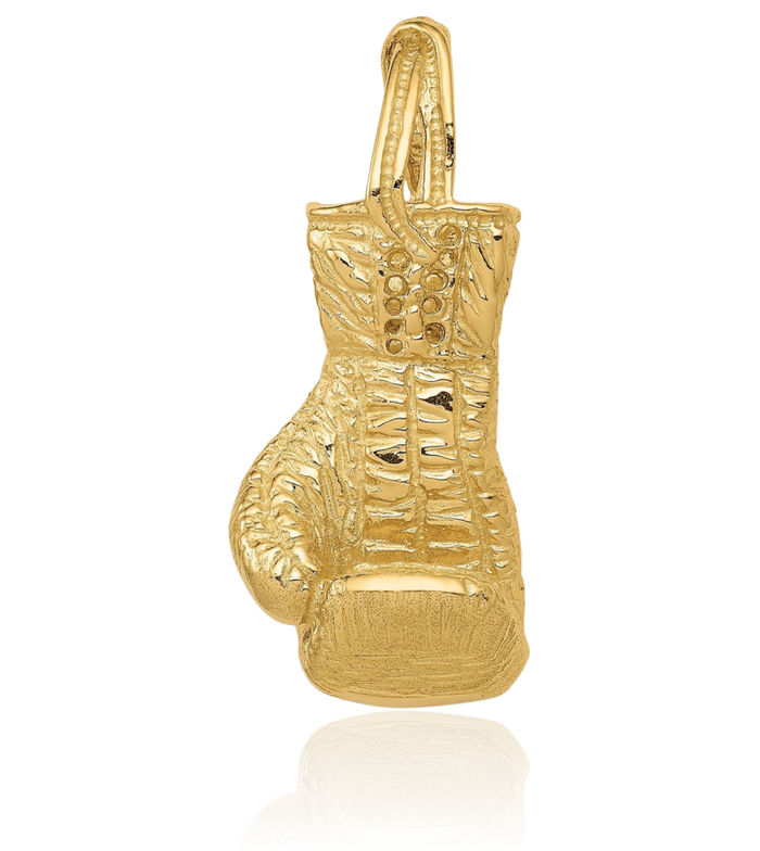 10K Solid Yellow Gold Boxing Glove Necklace Karate Charm Sports Pendant