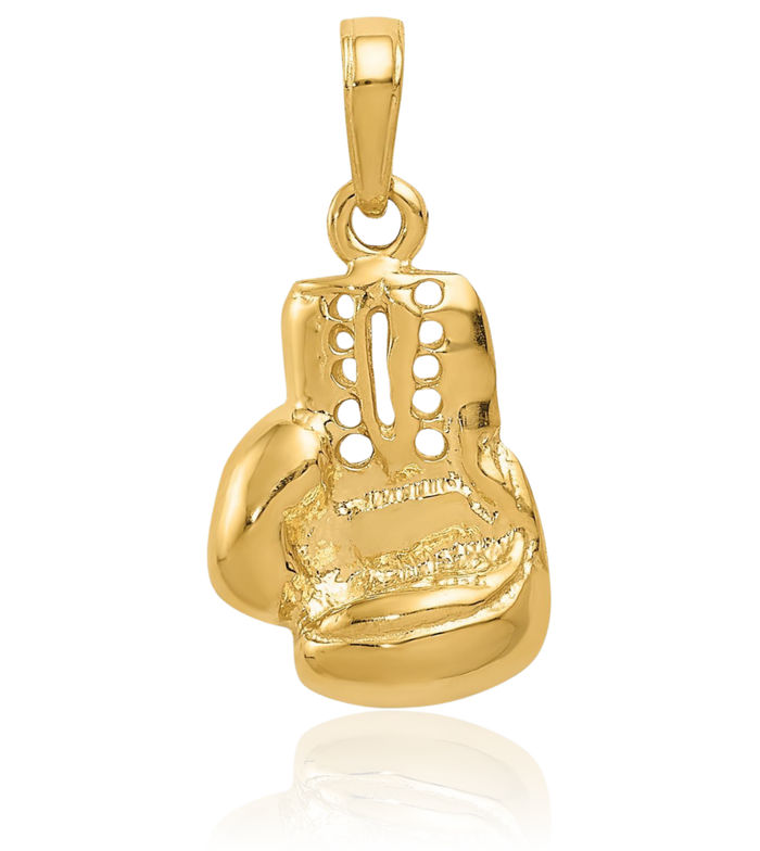 10K Solid Yellow Gold Boxing Glove Necklace Karate Charm Sports Pendant