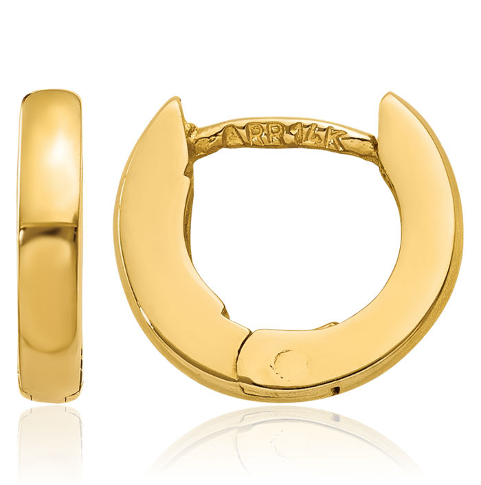 10K Solid Yellow Gold Huggie Mini Hoop Earrings