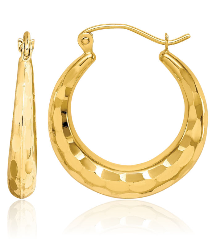 10K Solid Yellow Gold Medium Hoop Earrings