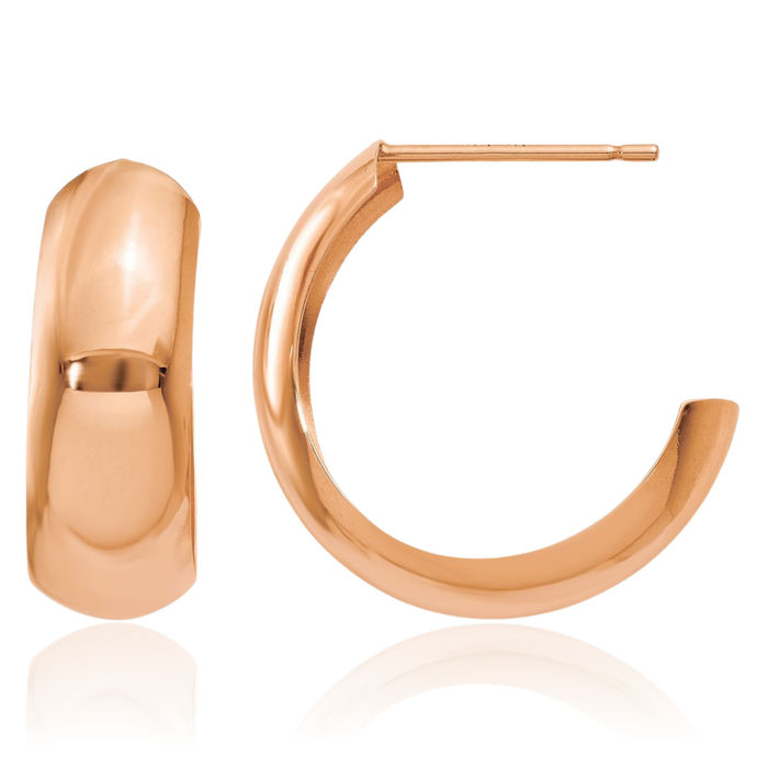 14K Solid Rose Pink Gold Small Hoop Earrings