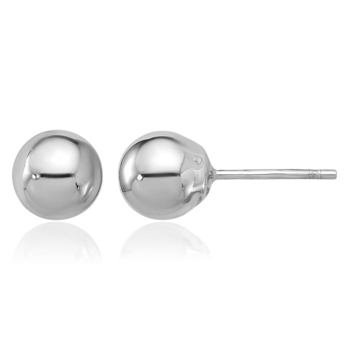 14K Solid White Gold 8mm Ball Stud Earrings