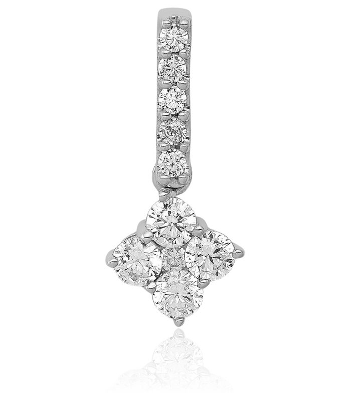 14K Solid White Gold Diamond Slide Necklace Chain Pendant Charm