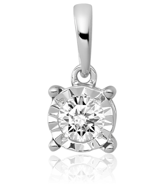 14K Solid White Gold Diamond Solitaire Necklace Chain Pendant Charm