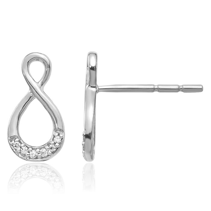 14K Solid White Gold Diamond Twisted Drop Dangle Earrings