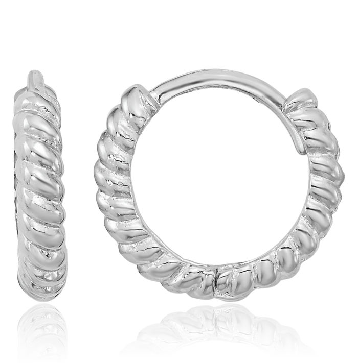 14K Solid White Gold Huggie Mini Endless Small Hoop Earrings