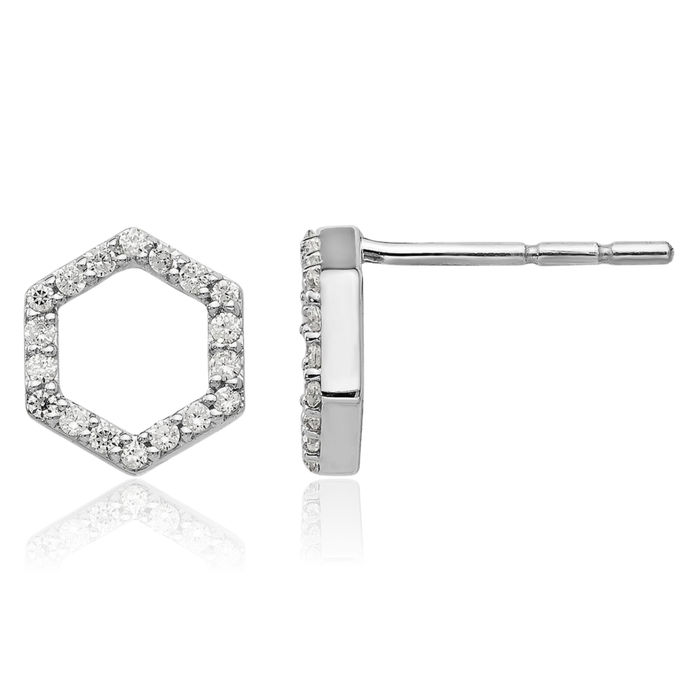 14K Solid White Gold Lab Diamond Stud Earrings