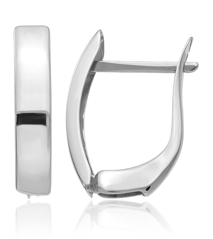 14K Solid White Gold Post Small Hoop Earrings