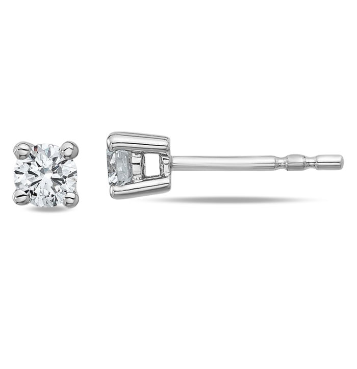 14K Solid White Gold Round Lab Diamond Stud Earrings