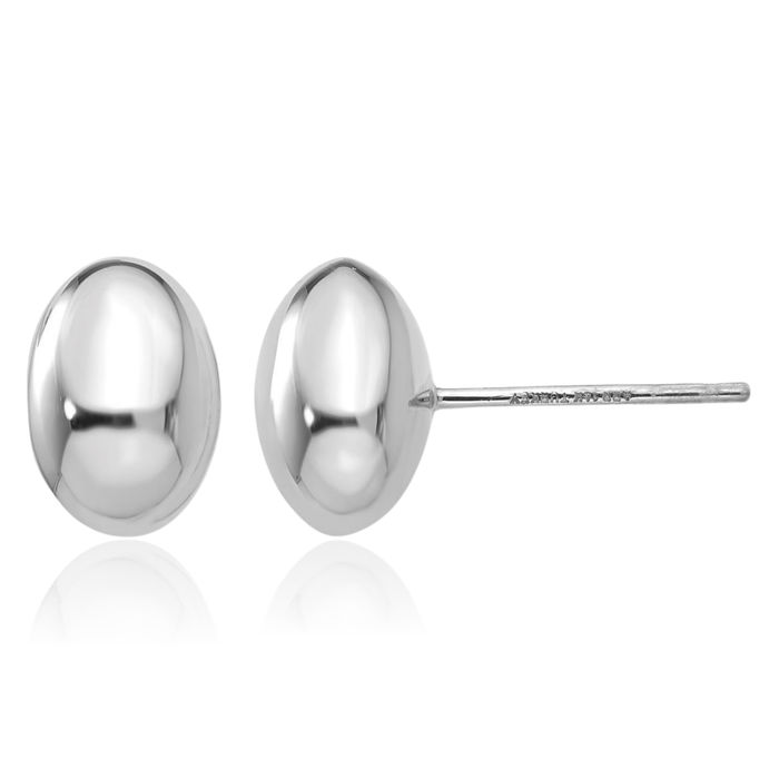 14K Solid White Gold Stud Earrings