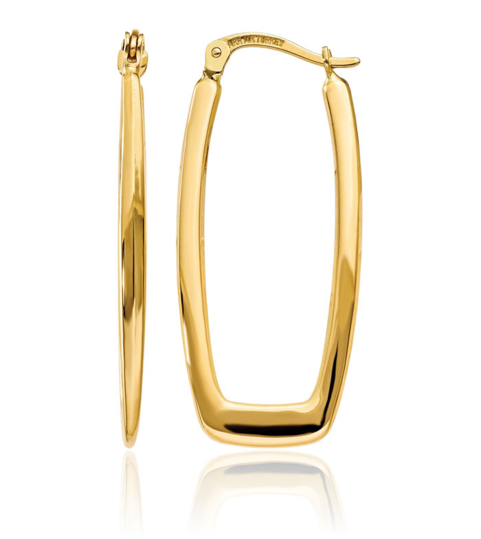 14K Solid Yellow Gold 2.25mm Medium Hoop Earrings