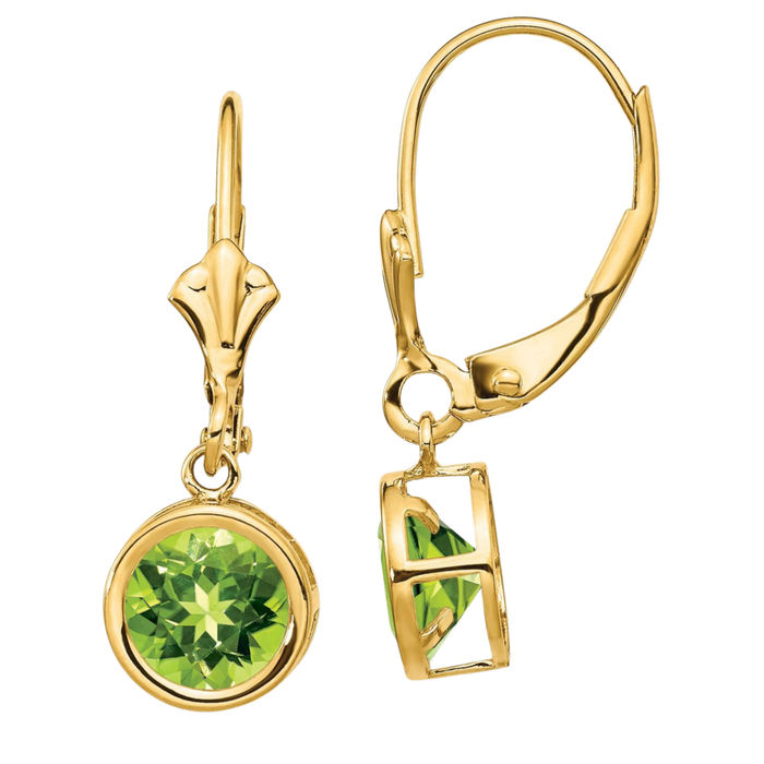 Top Solid 10k yellow gold genuine peridot lever back earrings