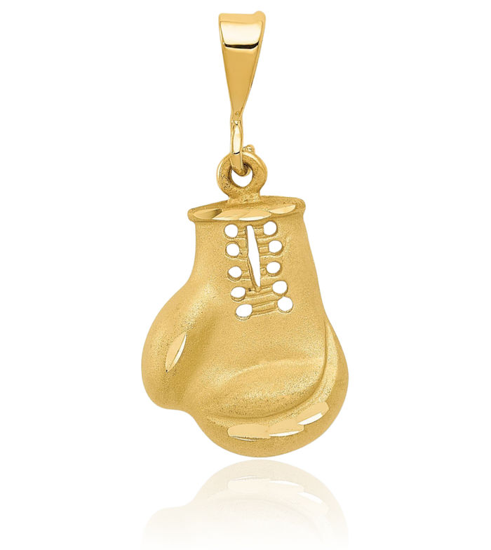 14K Solid Yellow Gold Boxing Glove Necklace Karate Charm Sports Pendant