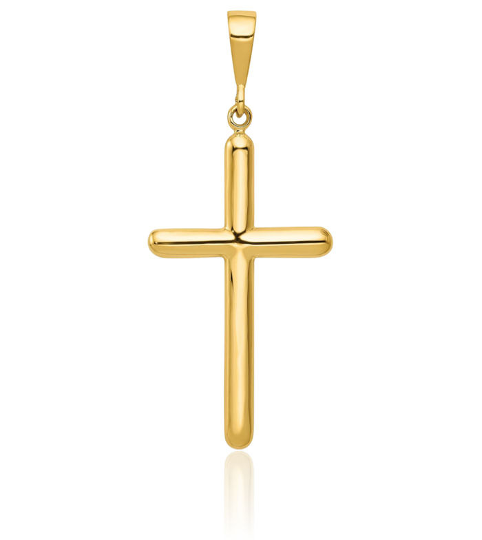 14K Solid Yellow Gold Latin Mexican Holy Cross Necklace Religious Chain Pendant Jesus Christ Charm