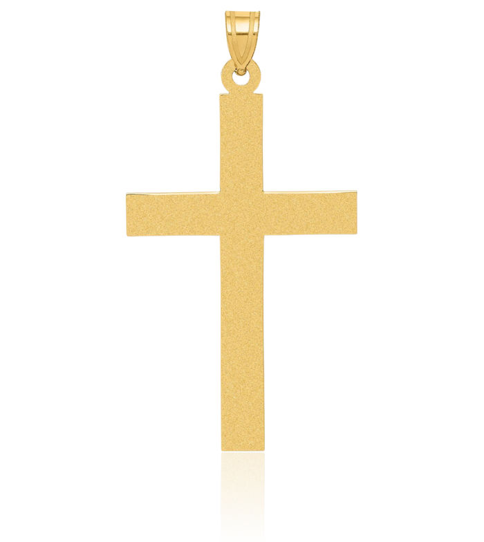 14K Solid Yellow Gold Latin Mexican Holy Cross Necklace Religious Chain Pendant Jesus Christ Charm