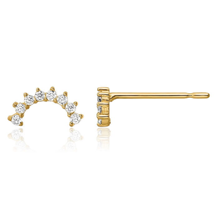 14K Solid Yellow Gold Cubic Zirconia CZ Stud Earrings