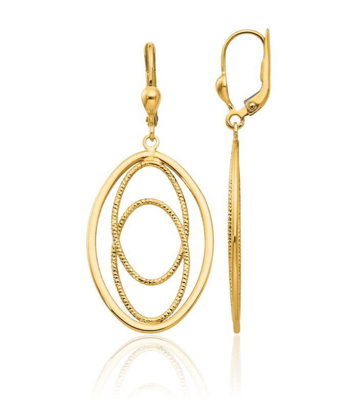 14K Solid Yellow Gold Drop Dangle Earrings