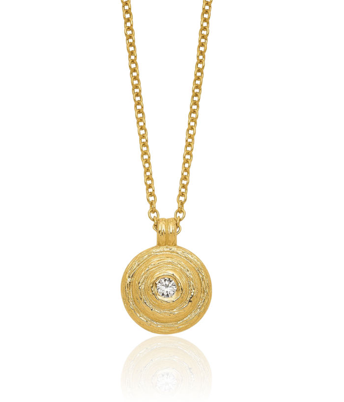 14K Solid Yellow Gold Diamond Round Geometric Necklace Chain