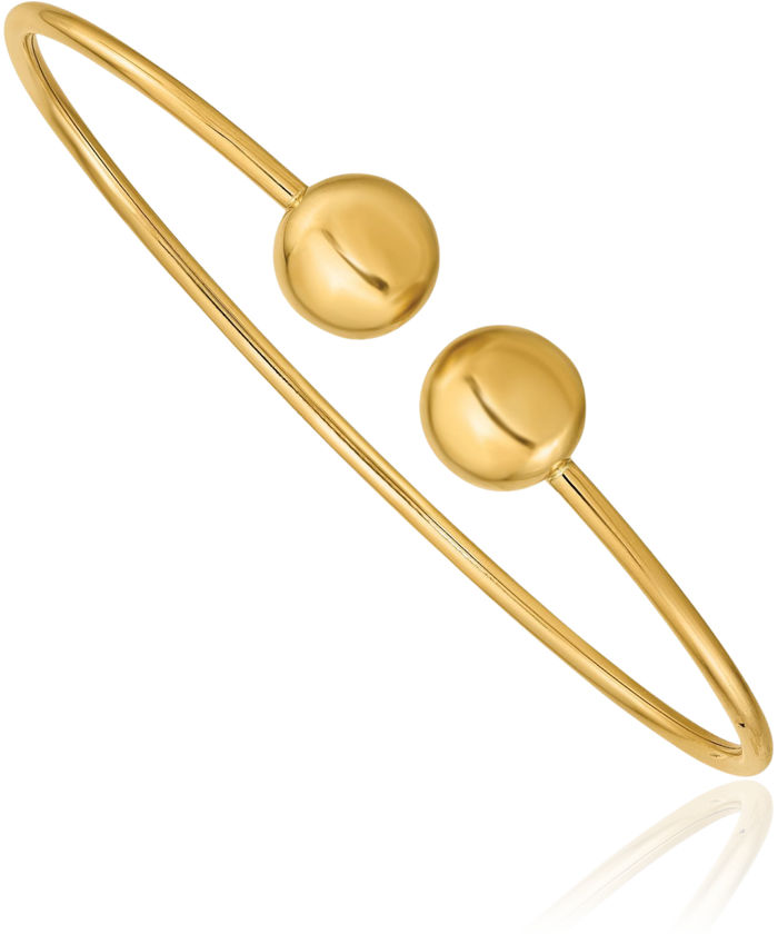 14K Solid Yellow Gold Flexible Bangle Bracelet