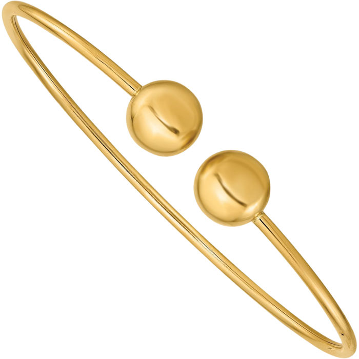 14K Solid Yellow Gold Flexible Bangle Bracelet