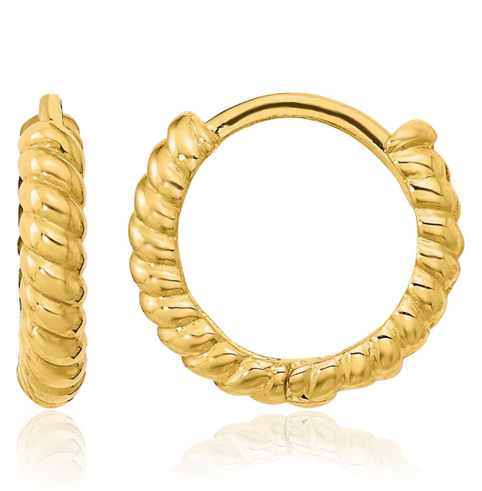 14K Solid Yellow Gold Huggie Mini Endless Hoop Earrings