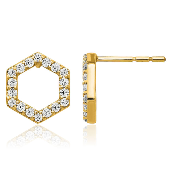 14K Solid Yellow Gold Lab Diamond Stud Earrings