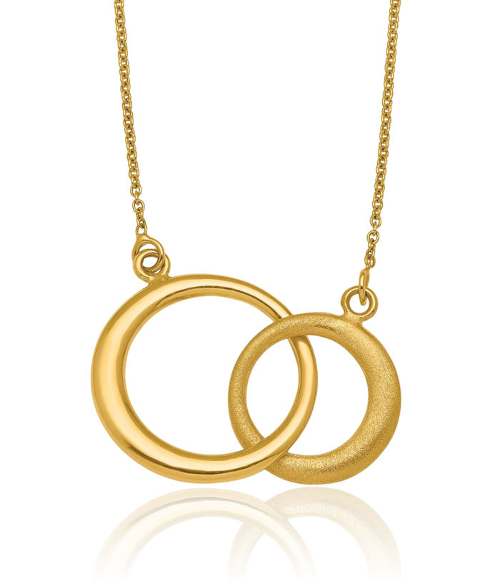 14K Solid Yellow Gold Circle Round Geometric Necklace Chain