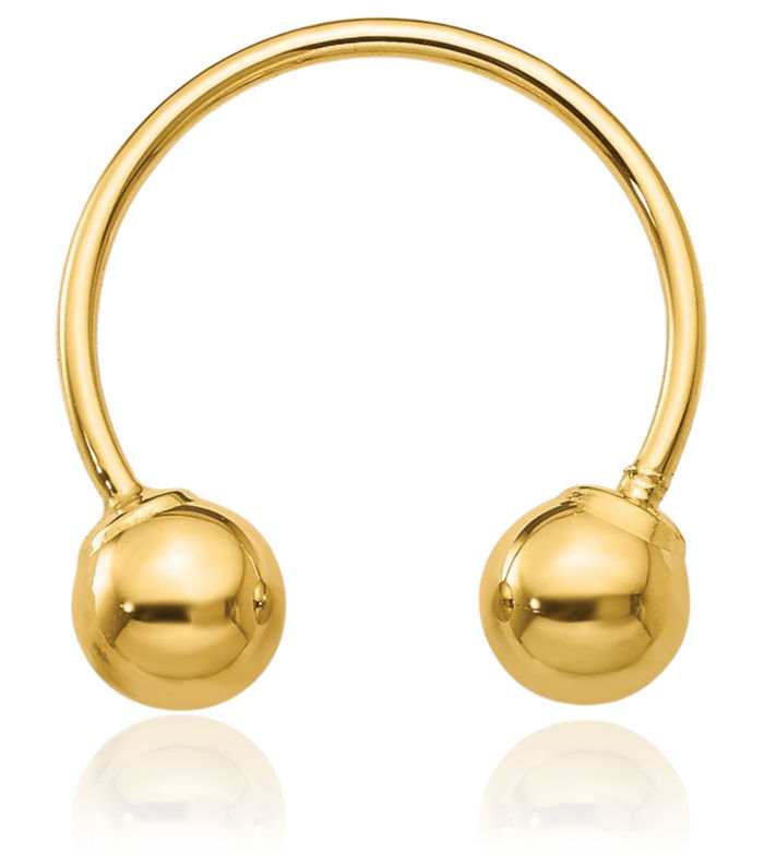 14K Solid Yellow Gold Single Beaded Half Small Hoop Drop Dangle Earrings Screw Back Earring